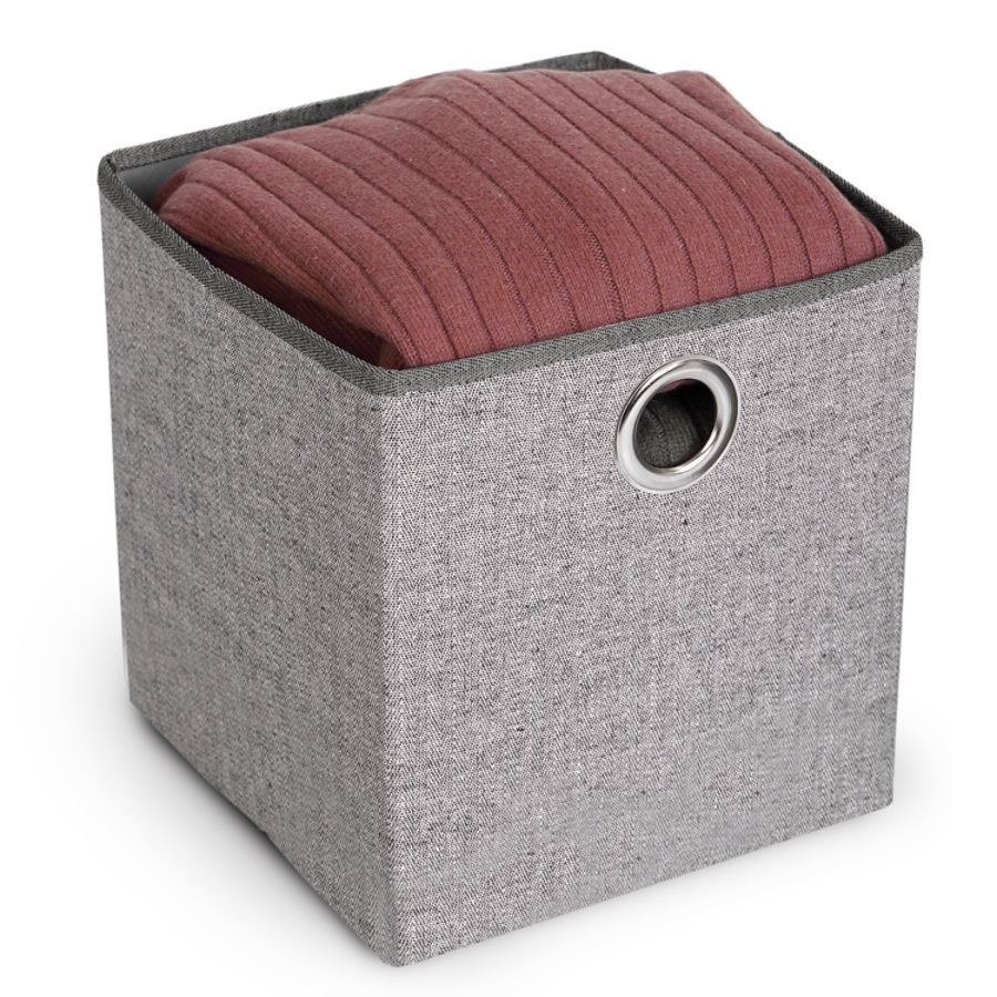 slide 4 of 4, Realspace Collapsible Storage Cube, Brown/Dark Grey, 1 ct