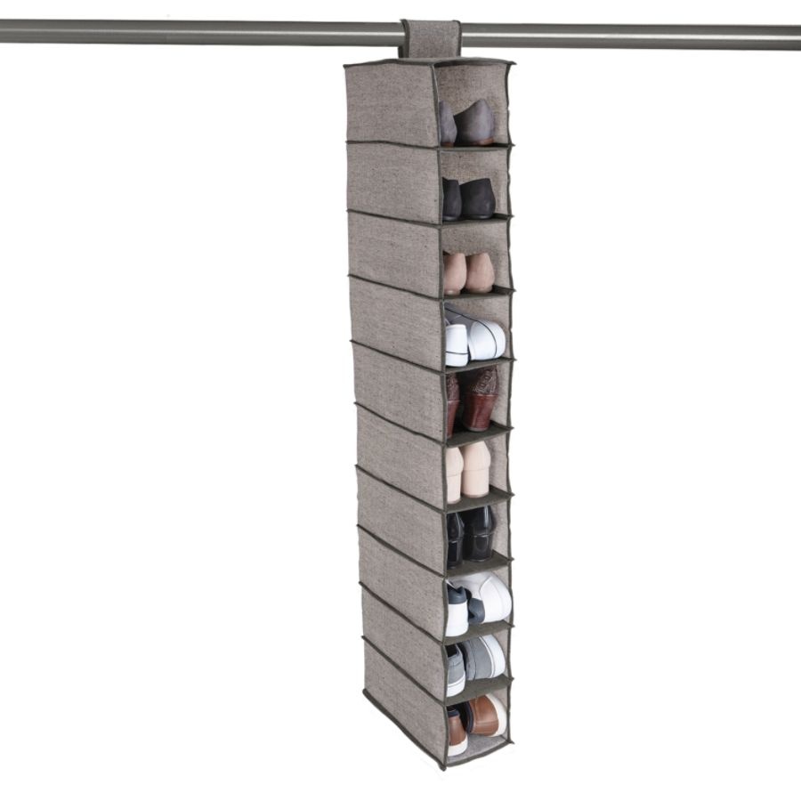 slide 2 of 5, Realspace 10-Shelf Shoe Organizer, Brown/Grey, 1 ct