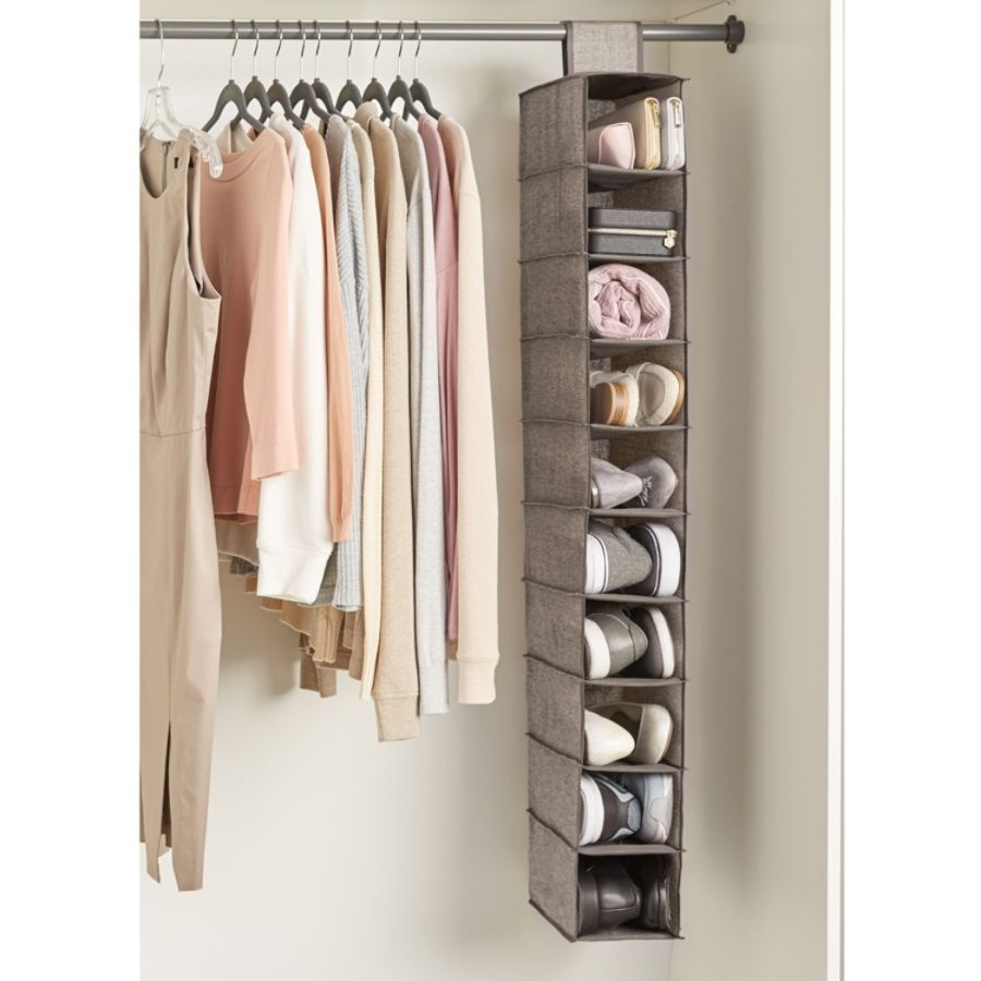 slide 4 of 5, Realspace 10-Shelf Shoe Organizer, Brown/Grey, 1 ct