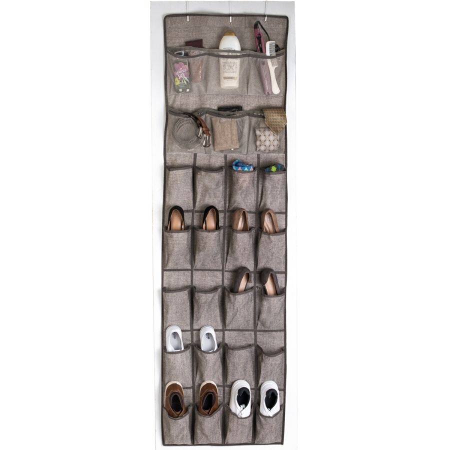 slide 3 of 5, Realspace 32-Pocket Shoe Organizer, Brown/Grey, 1 ct