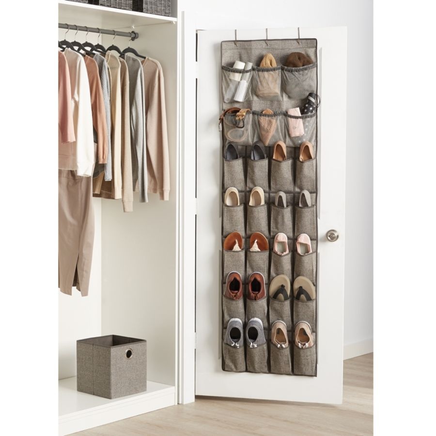 slide 2 of 5, Realspace 32-Pocket Shoe Organizer, Brown/Grey, 1 ct