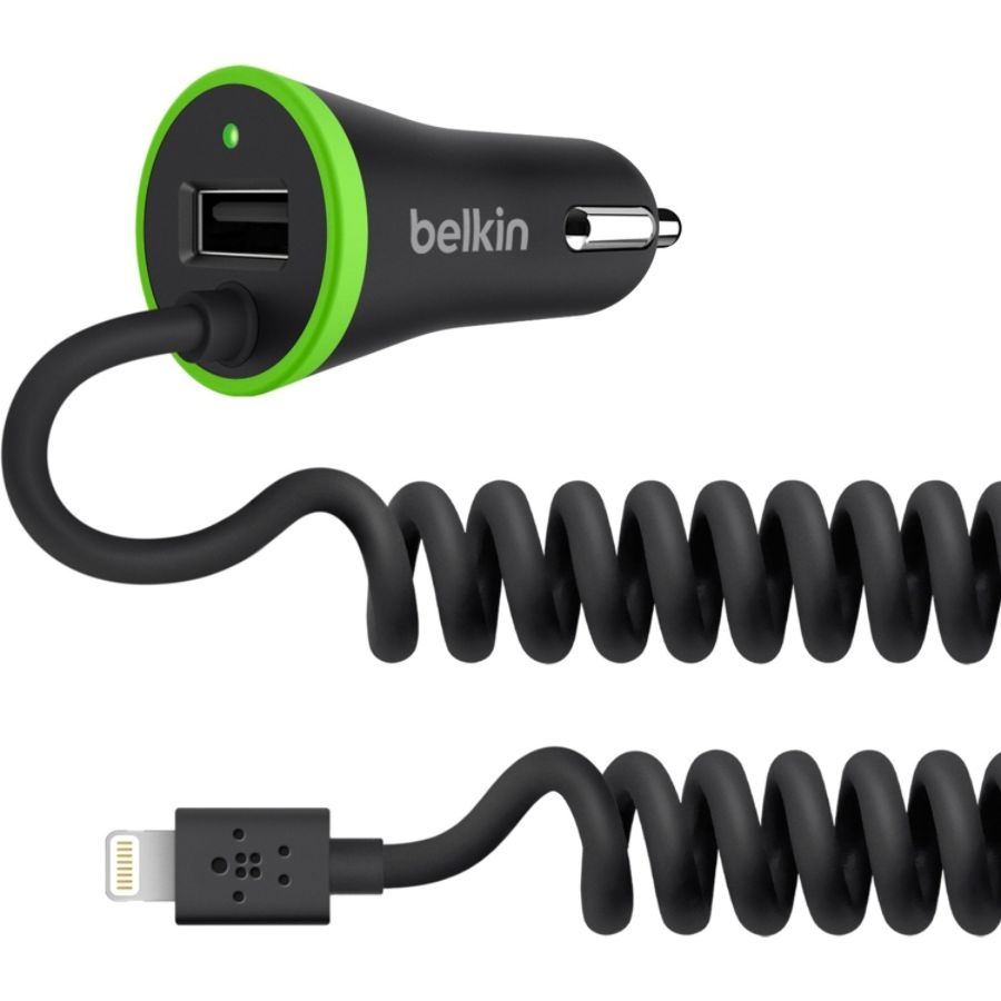 slide 2 of 2, Belkin Car Charger For Lightning Devices, Black, 1 ct