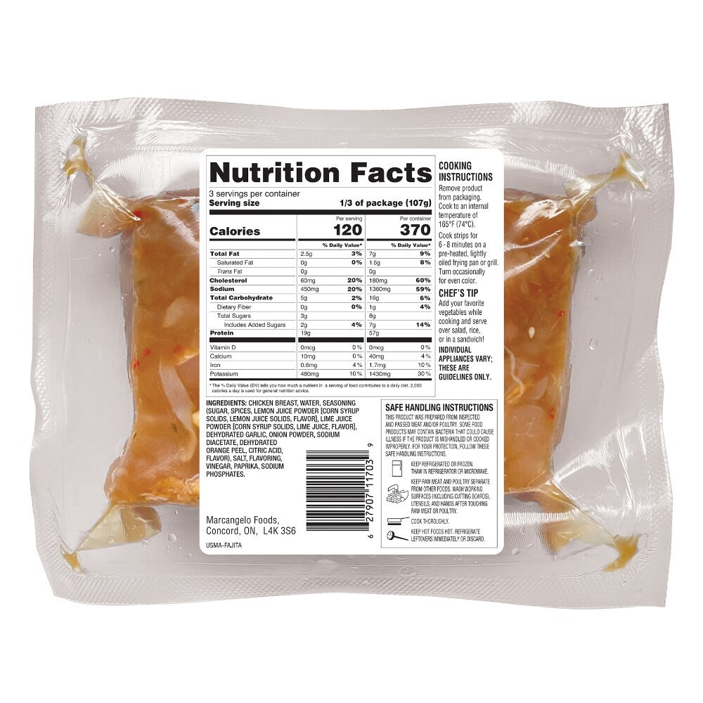 slide 2 of 2, Marcangelo® Chicken Breast Strips- Fajita, 11.28 oz
