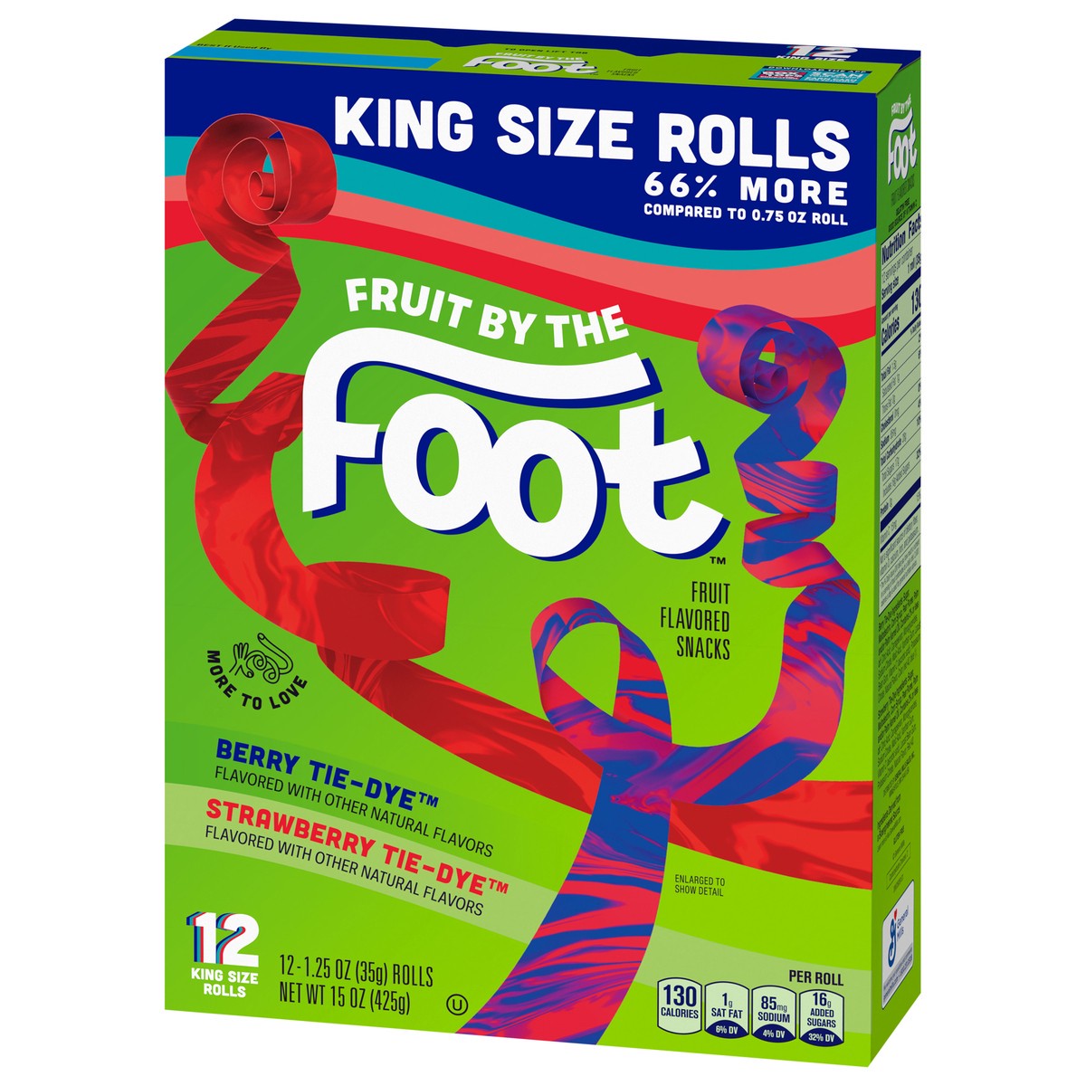 slide 9 of 14, Fruit by the Foot Fruit Flavored Snacks, Berry and Strawberry Tie-Dye, 12 King Size Rolls, 15 oz, 12 ct