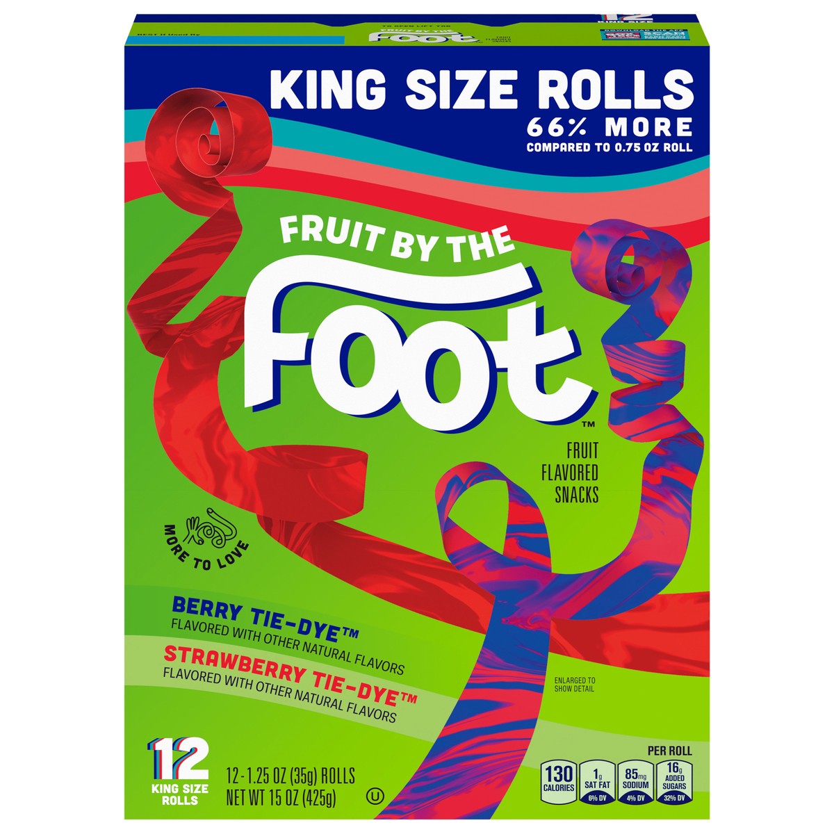 slide 13 of 14, Fruit by the Foot Fruit Flavored Snacks, Berry and Strawberry Tie-Dye, 12 King Size Rolls, 15 oz, 12 ct