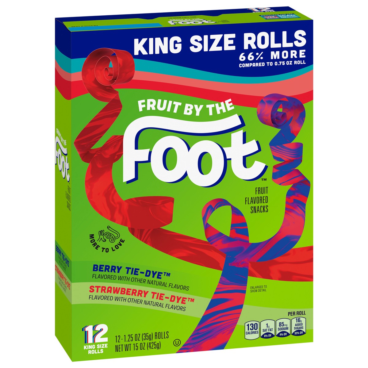 slide 3 of 14, Fruit by the Foot Fruit Flavored Snacks, Berry and Strawberry Tie-Dye, 12 King Size Rolls, 15 oz, 12 ct