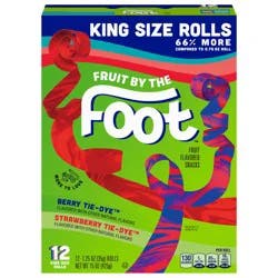 Fruit by the Foot Fruit Flavored Snacks, Berry and Strawberry Tie-Dye, 12 King Size Rolls, 15 oz