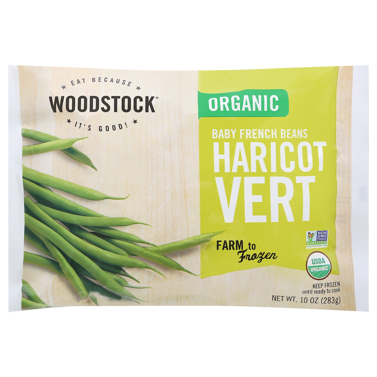 slide 1 of 9, Woodstock Organic Haricot Vert Baby French Beans 10 oz, 10 oz