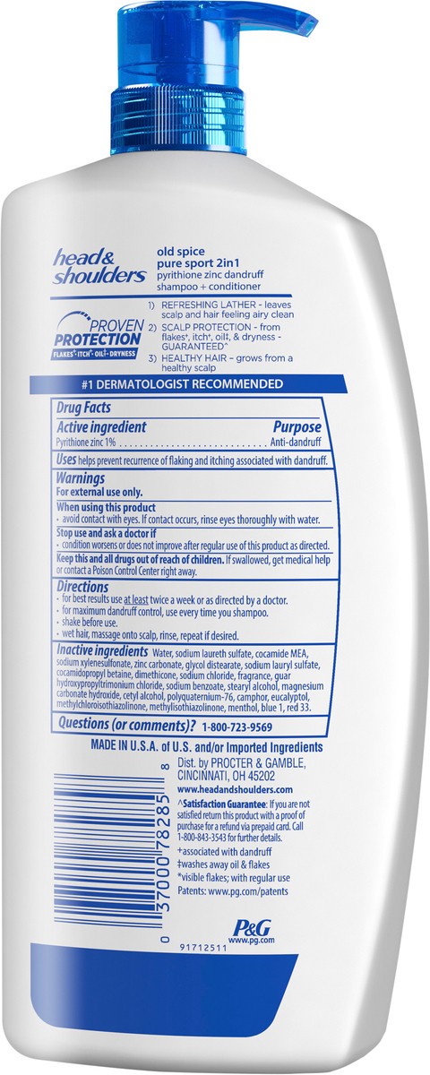 slide 3 of 3, Head & Shoulders Old Spice Pure Sport Dandruff 2in1 Shampoo Conditioner, 31.4 fl oz