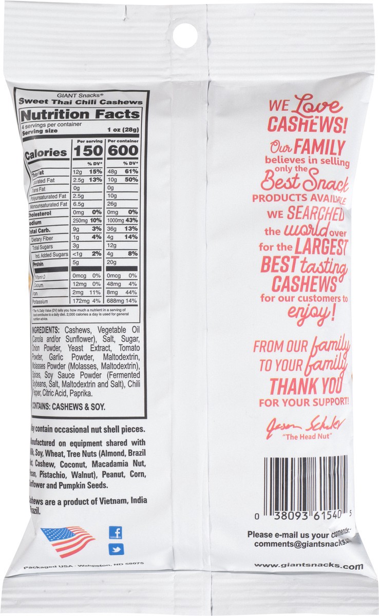 slide 14 of 14, GIANTS Sweet Thai Chili Mega Cashews 4 oz, 4 oz