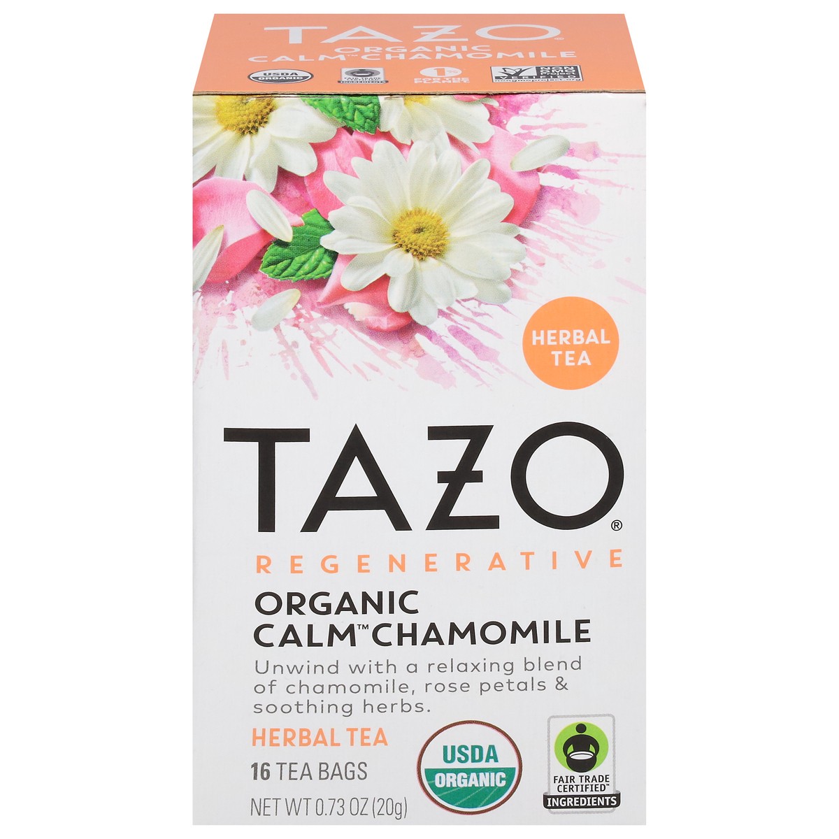 slide 1 of 9, Tazo Organic Calm Chamomile Herbal Tea 16 ea, 16 ct