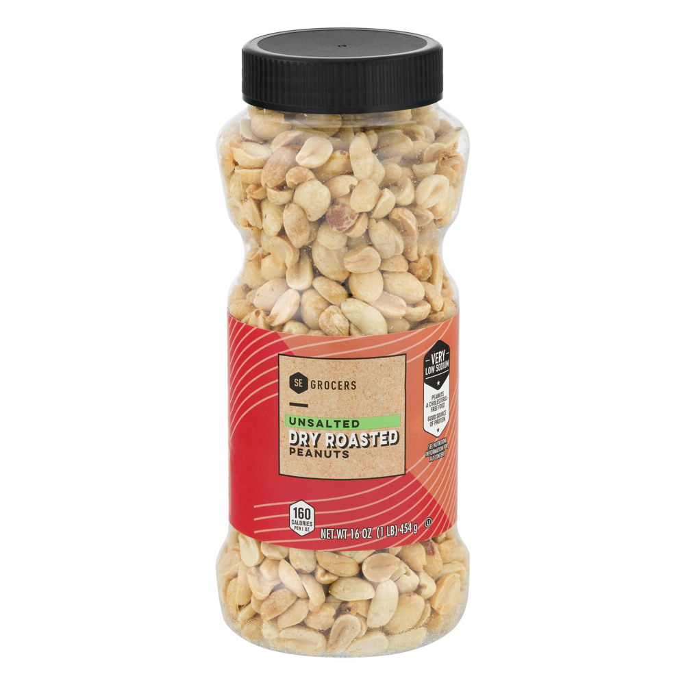 slide 1 of 1, SE Grocers Unsalted Dry Roasted Peanuts, 16 oz