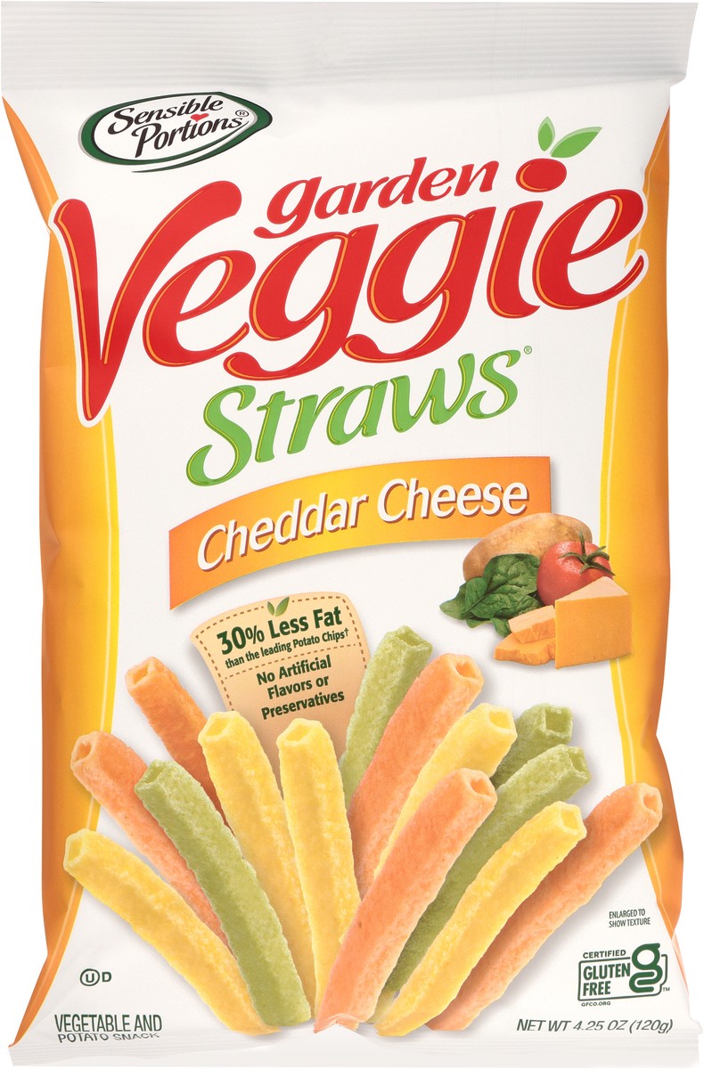 slide 7 of 10, Sensible Portions Garden Veggie Straws Cheddar Cheese Vegetable & Potato Snack 4.25 oz. Bag, 4.25 oz