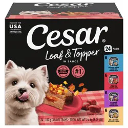 Cesar Loaf & Topper in Sauce Assorted Canine Cuisine 24 - 3.5 oz Trays