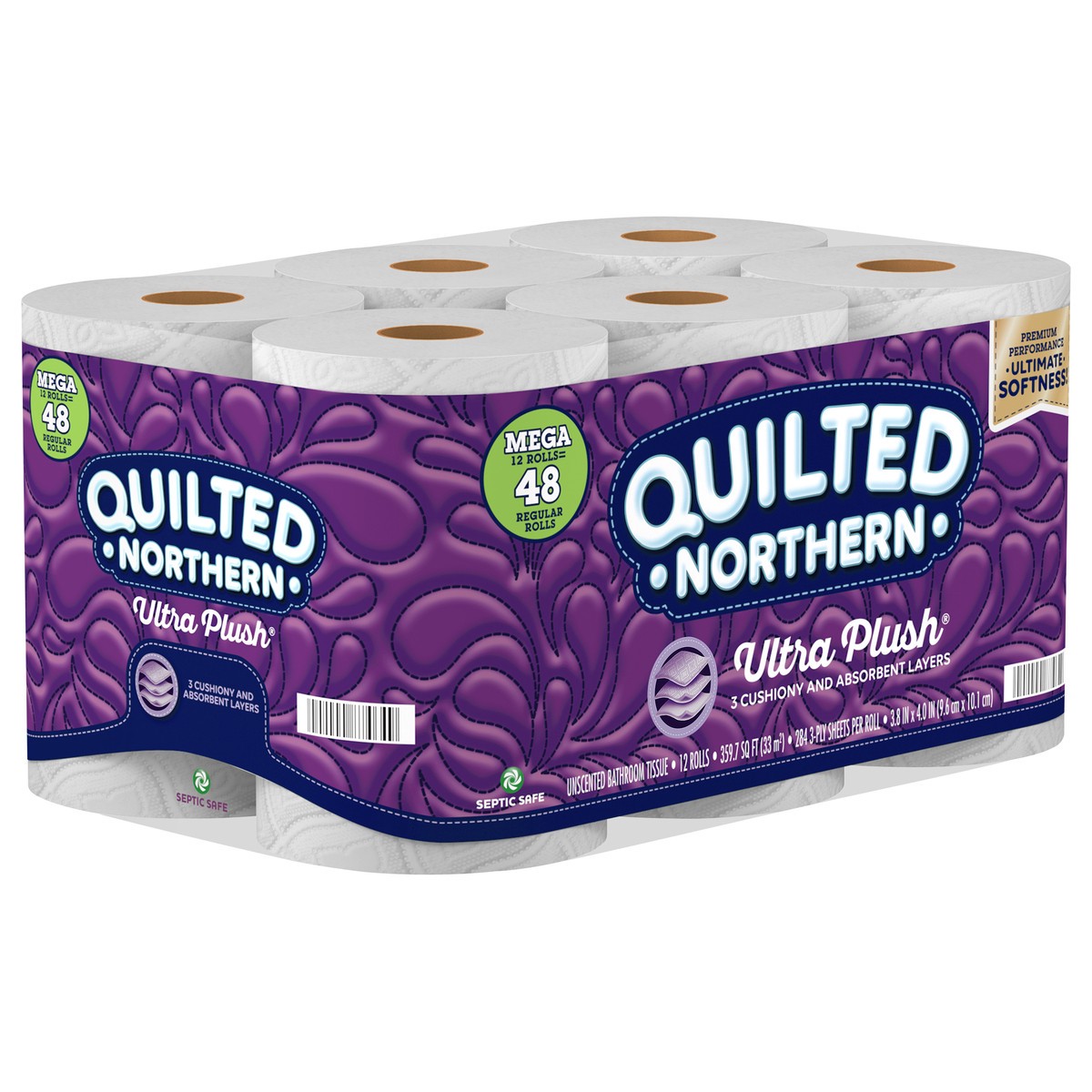 slide 2 of 5, Quilted Northern Ultra Plush 3-Ply Mega Rolls Unscented Bathroom Tissue 12 ea, 12 ct