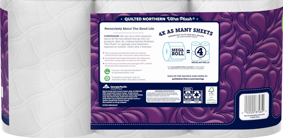 slide 3 of 5, Quilted Northern Ultra Plush 3-Ply Mega Rolls Unscented Bathroom Tissue 12 ea, 12 ct