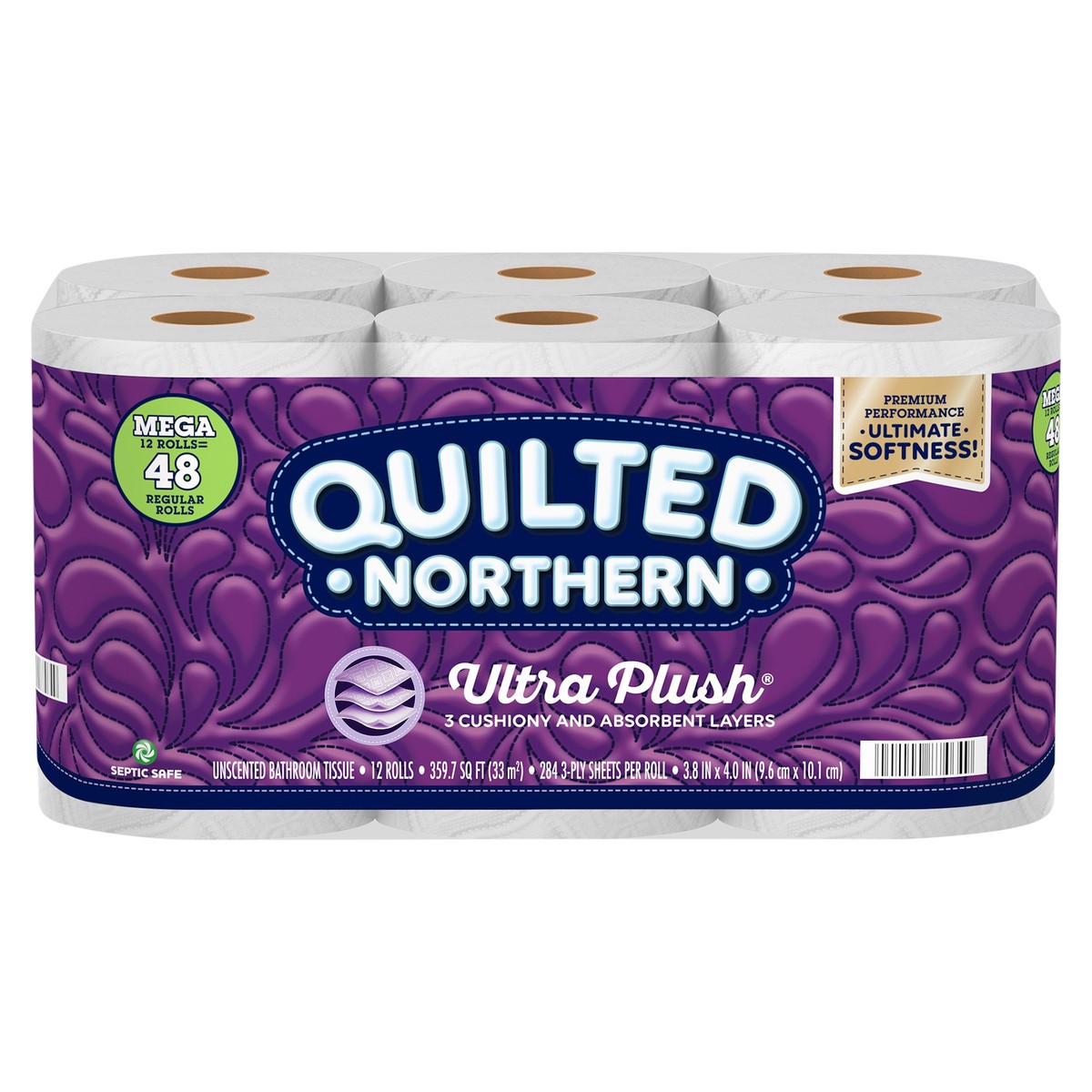 slide 1 of 5, Quilted Northern Ultra Plush 3-Ply Mega Rolls Unscented Bathroom Tissue 12 ea, 12 ct