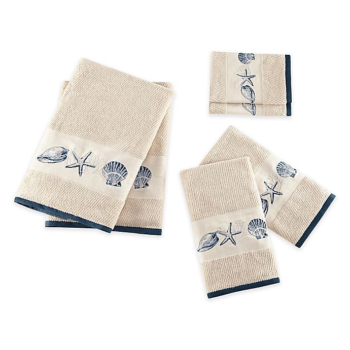 slide 1 of 3, Madison Park Bayside Cotton Jacquard Bath Towels - Blue, 6 ct