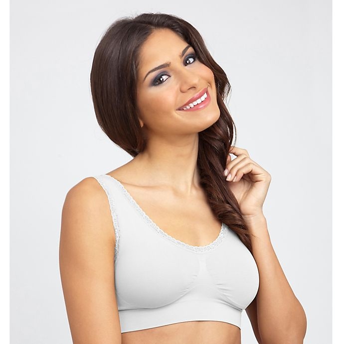 slide 2 of 2, As Seen on TV Genie Bra Seamless Lace Large Bras - Black/White, 2 ct