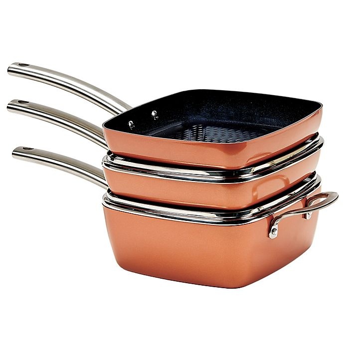 slide 2 of 3, Copper Chef Black Diamond Nonstick Square Pan Set, 5 ct