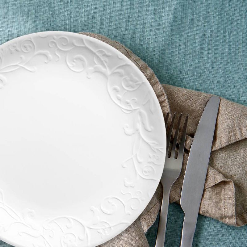 slide 4 of 5, Lunch Plate Embossed Faenza 8.5in White- Corelle, 8.5 in