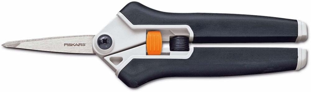 slide 1 of 1, Fiskars Softouch Micro-Tip Pruning Snips - Gray/Black, 4 in x 0.75 in x 10.75 in