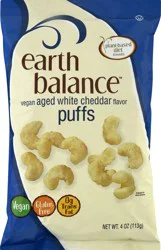 Earth Balance Vegan Aged White Cheddar Flavor Puffs 4 oz