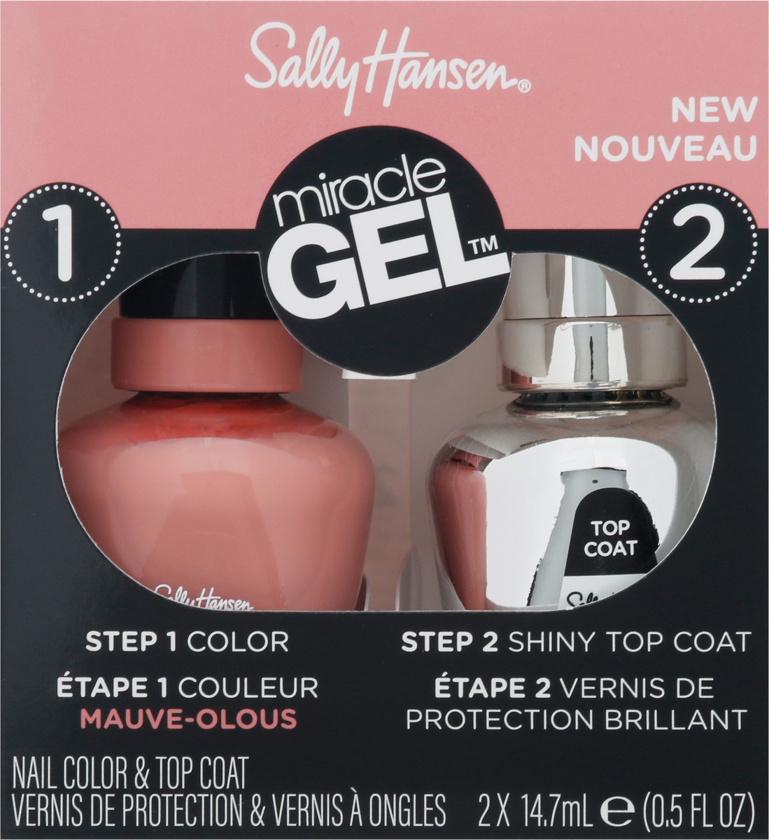 slide 3 of 9, Sally Hansen Miracle Gel Mauve-olous Nail Color & Top Coat 2 - 14.7 ml Bottles, 2 ct