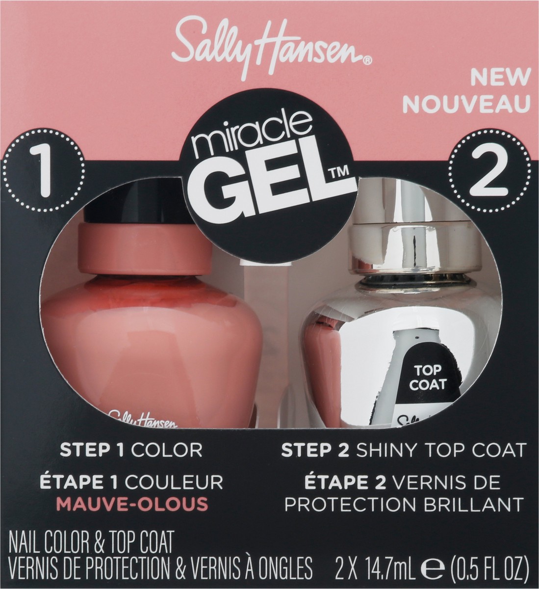 slide 1 of 9, Sally Hansen Miracle Gel Mauve-olous Nail Color & Top Coat 2 - 14.7 ml Bottles, 2 ct