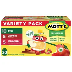 Mott's Applesauce Variety Pack, 3.2 oz Clear Pouches, 20 Pack