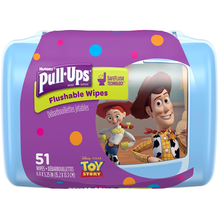 slide 1 of 3, Pull-Ups Big Kid Flushable Wipes, 51 ct