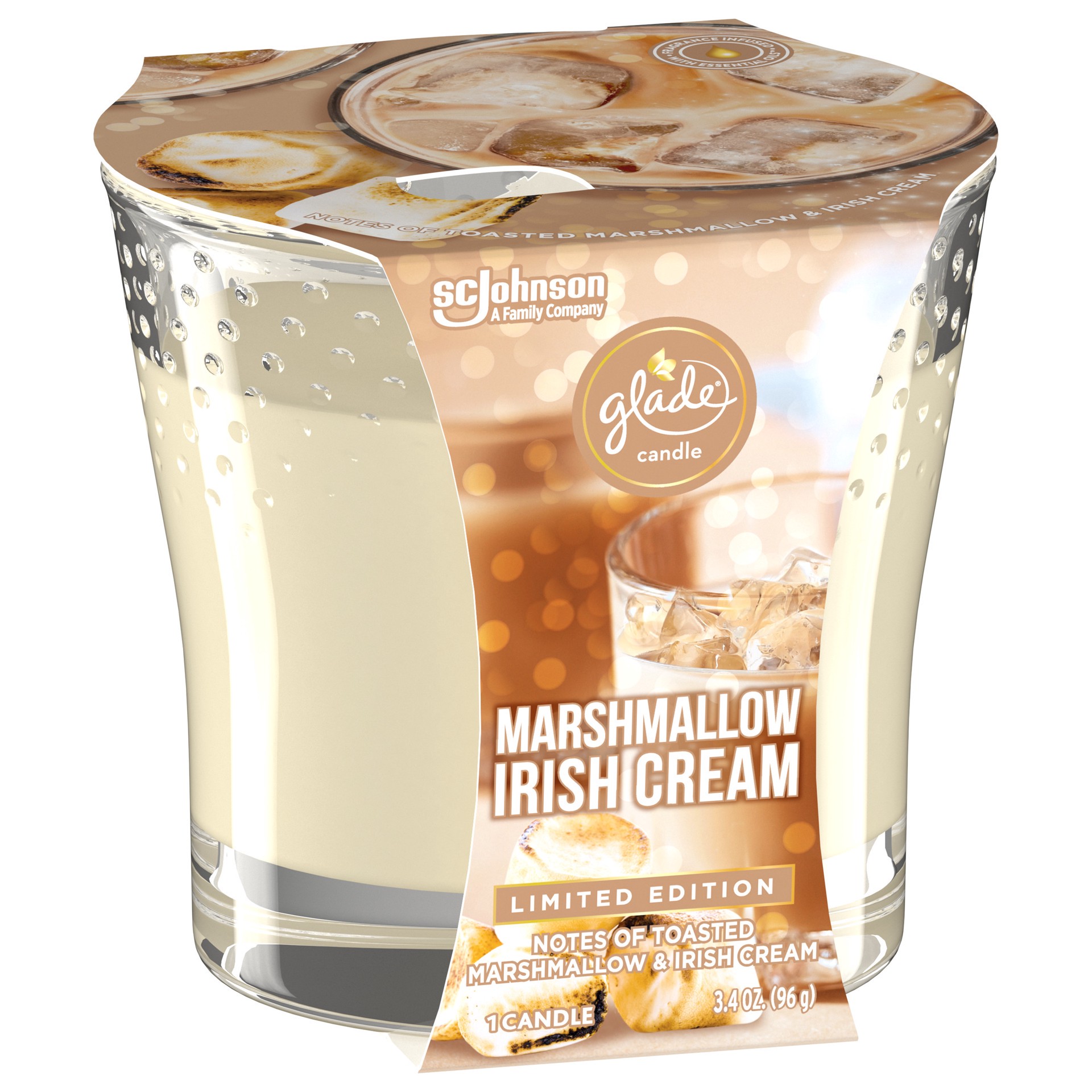 slide 2 of 5, Glade Glad Marshmellow Irish Cream Candle, 3.4 oz
