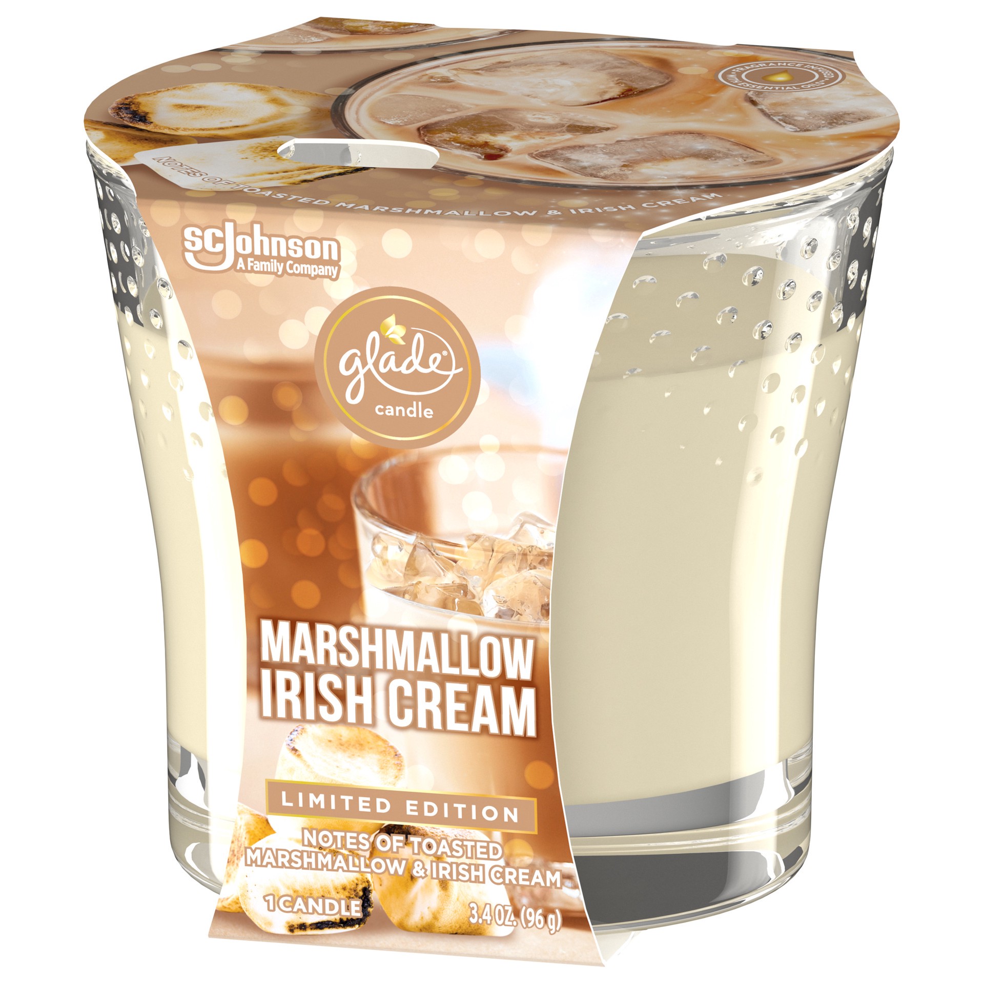 slide 5 of 5, Glade Glad Marshmellow Irish Cream Candle, 3.4 oz