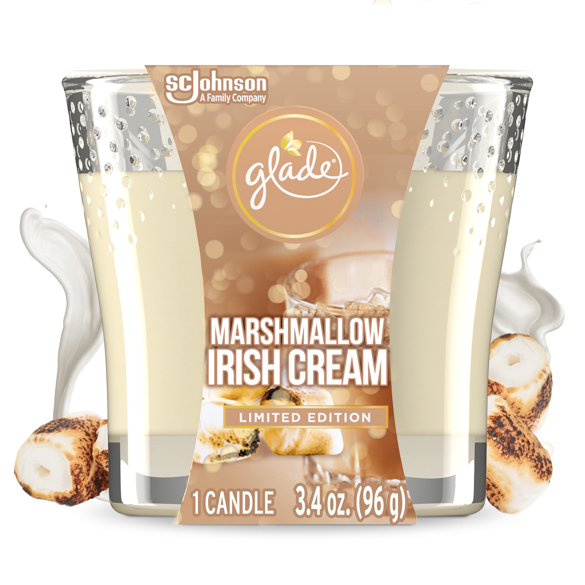 slide 4 of 5, Glade Glad Marshmellow Irish Cream Candle, 3.4 oz