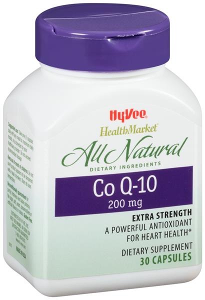 slide 1 of 1, Hy-Vee HealthMarket Co Q-10 200Mg Dietary Supplement Capsules, 30 ct