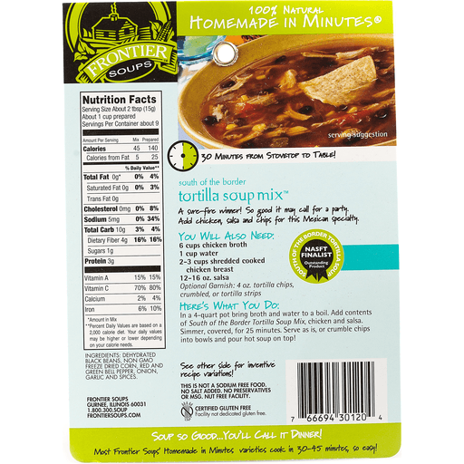 slide 3 of 3, Frontier Tortilla Soup Mix, 4.5 oz