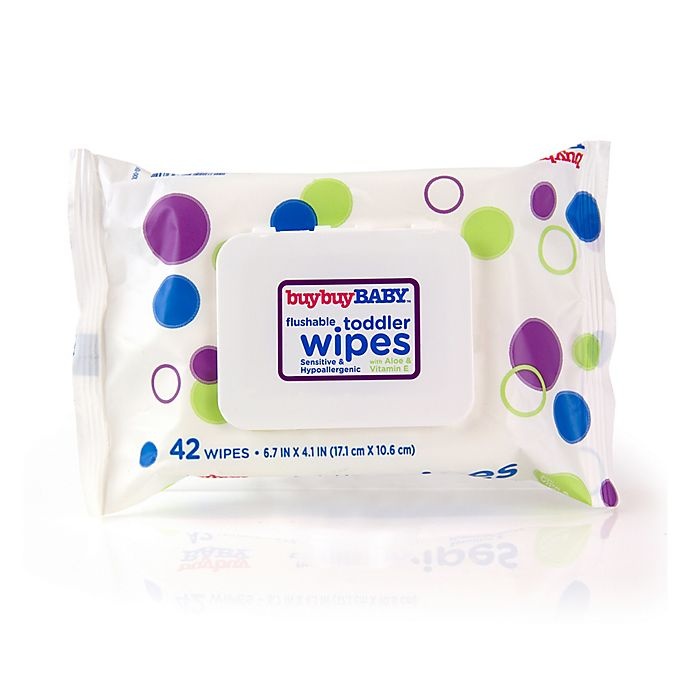 slide 1 of 1, buybuy BABY Flushable Toddler Wipes with Aloe and Vitamin E, 42 ct