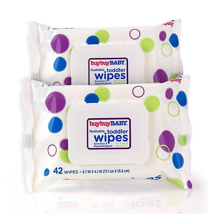 slide 1 of 1, buybuy BABY Flushable Toddler Wipes with Aloe and Vitamin E, 84 ct