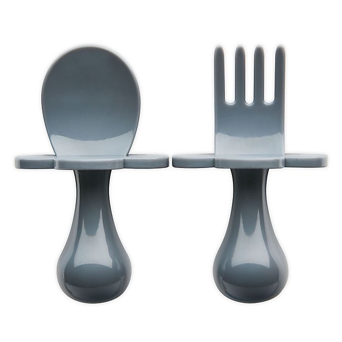 slide 1 of 4, Grabease First Training Self-Feeding Set - Grey, 2 ct