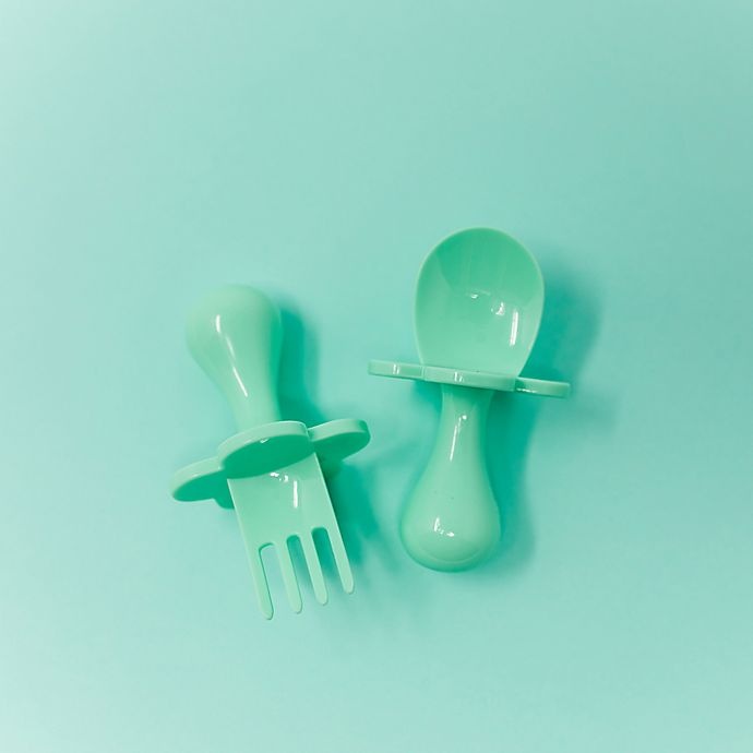 slide 2 of 6, Grabease First Training Self-Feeding Utensil Set - Mint, 2 ct