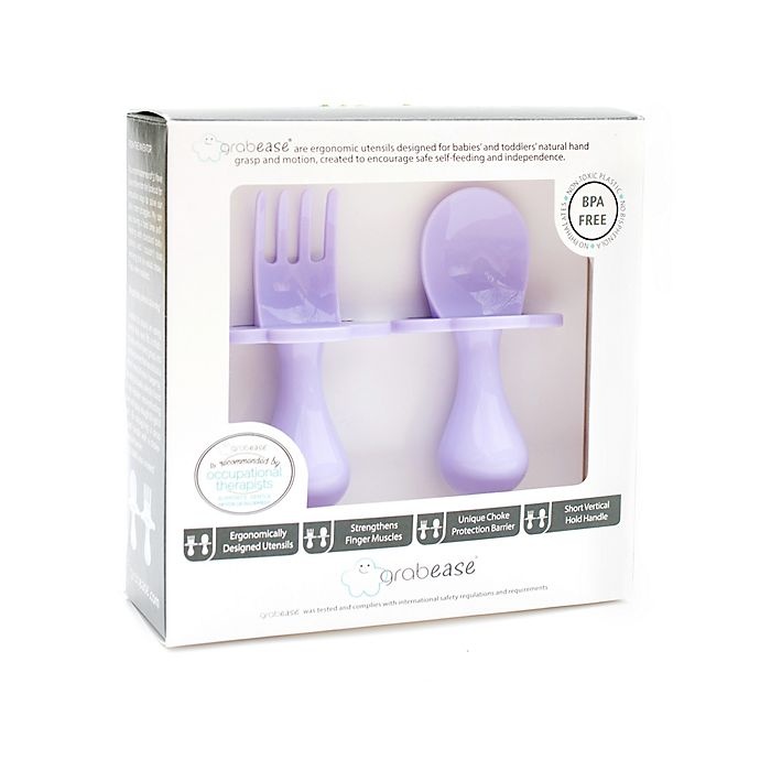 slide 4 of 6, Grabease First Training Self-Feeding Utensil Set - Lavender, 2 ct