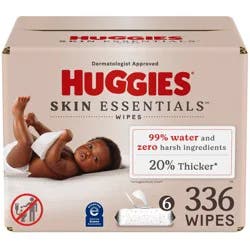 Huggies Skin Essentials Baby Wipes, 6 Flip Top Packs (336 Wipes Total)