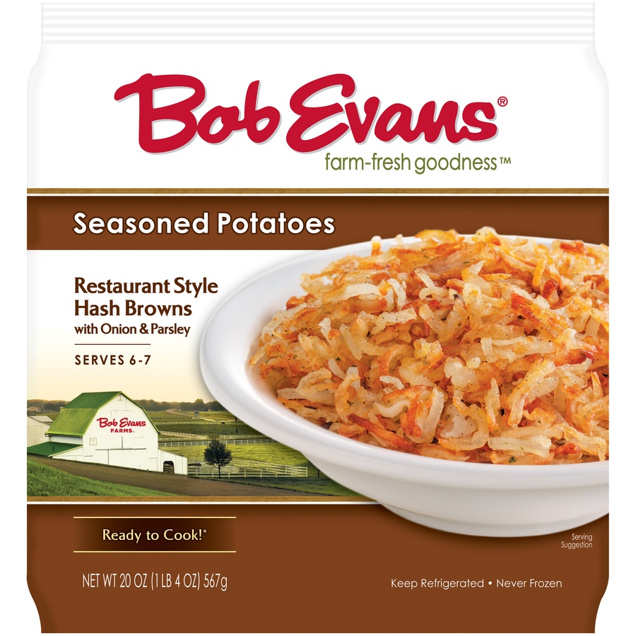 slide 1 of 3, Bob Evans Seasoned Potatoes Restaurant Style Hash Browns with Onion & Parsley 20 oz. Bag, 20 oz