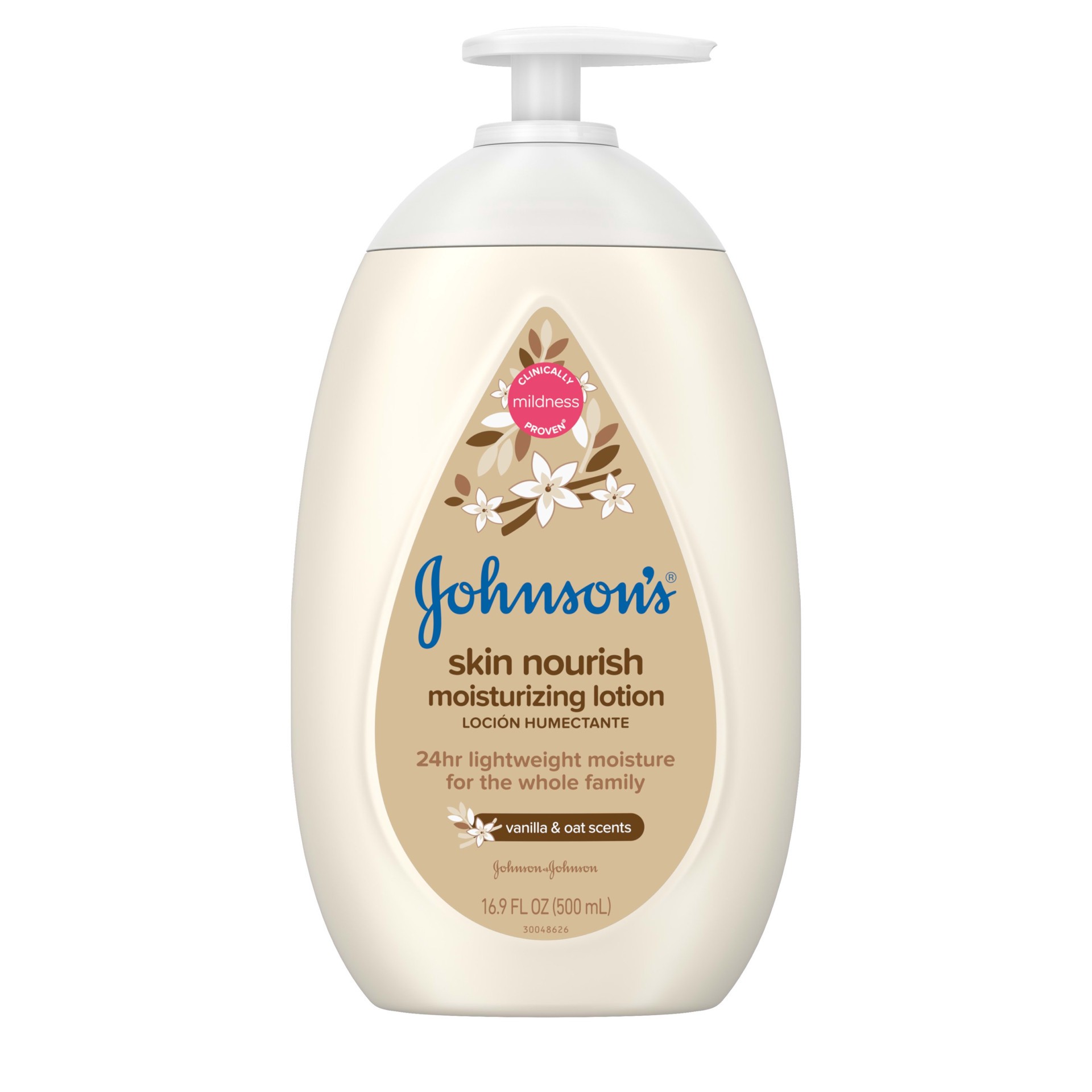 slide 4 of 5, Johnson’s Skin Nourishing Moisturizing Baby Lotion, Vanilla & Oat Scents, 16.9 Fl. Oz (500 mL), 16.9 fl oz