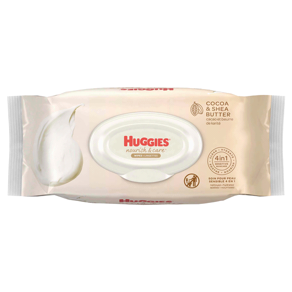 slide 1 of 1, Huggies Nourish & Care Scented Baby Wipes, Cocoa & Shea Butter, 1 Flip-Top Pack, 56 ct