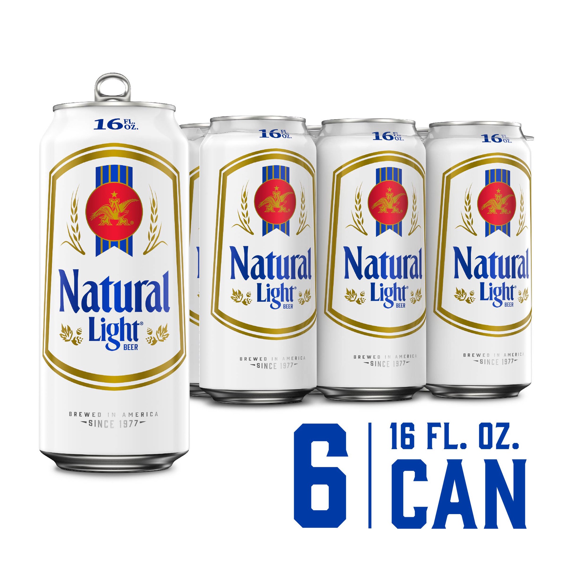 slide 2 of 4, Natural Light Beer 6 - 16 fl oz Cans, 6 ct; 16 oz