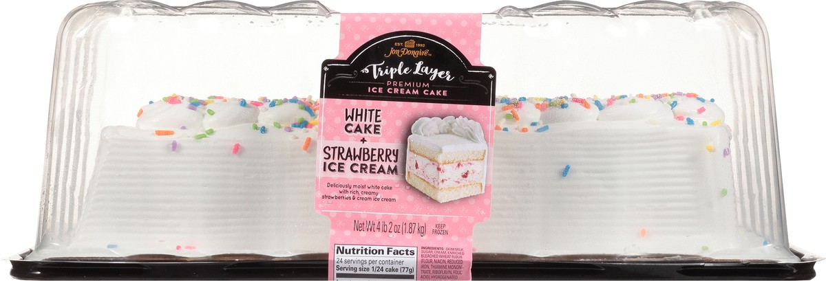 slide 8 of 10, Jon Donaire Triple Layer White Cake + Strawberry Ice Cream Premium Ice Cream Cake 4.13 lb. Clamshell, 4.13 lb