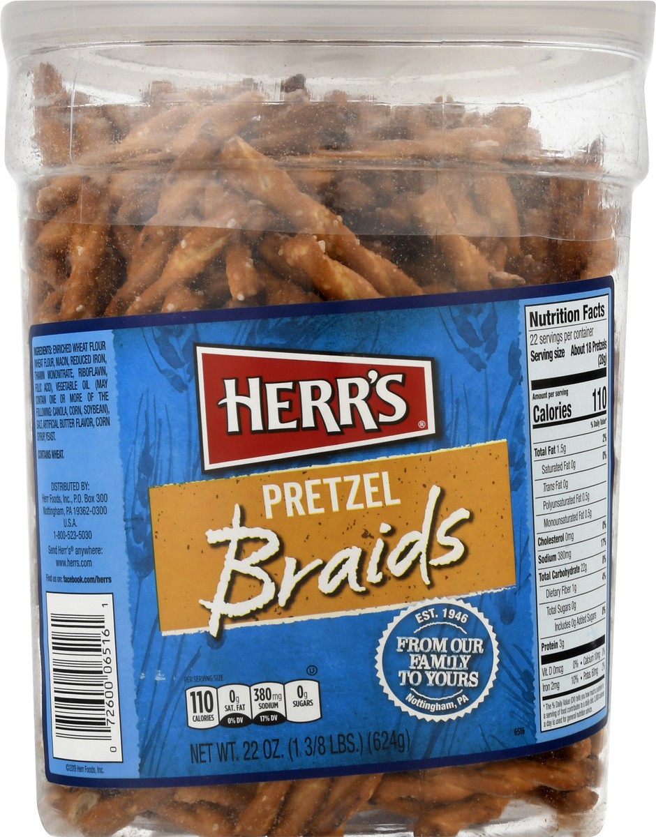 slide 5 of 10, Herr's Braided Twist Pretzel Barrel, 22 oz