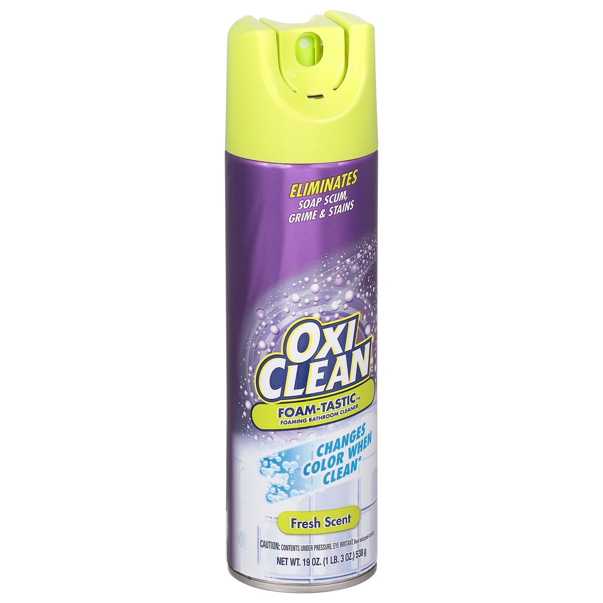 slide 4 of 9, Oxi-Clean Foam-Tastic™ Foaming Bathroom Cleaner, Fresh Scent, 19 oz Spray Can, Eliminates Soap Scum, Grime and Stains, 19 oz
