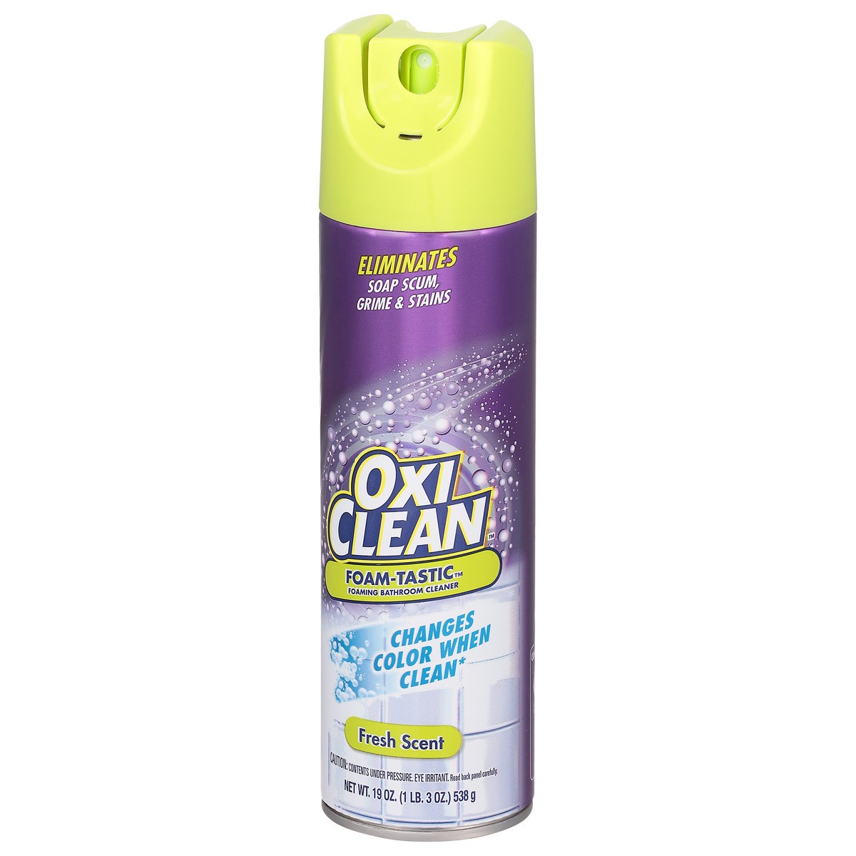 slide 2 of 9, Oxi-Clean Foam-Tastic™ Foaming Bathroom Cleaner, Fresh Scent, 19 oz Spray Can, Eliminates Soap Scum, Grime and Stains, 19 oz
